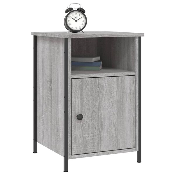vidaXL Bedside Cabinet Grey Sonoma Engineered wood, Iron Standard