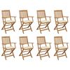 vidaXL Outdoor Chair Set of 8 Cream, Natural Wood