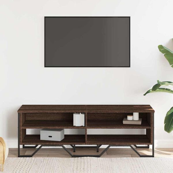 vidaXL TV Cabinet Brown Oak 48.0x13.4x16.1" Engineered Wood