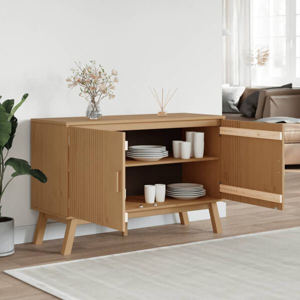 vidaXL Sideboard Brown Solid pine wood with a wax finish, engineered wood