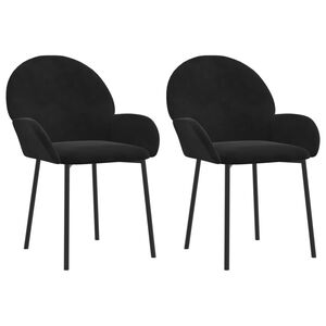 vidaXL Dining Chair Set of 2 Black Velvet (100% polyester), Metal, Plywood