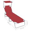 vidaXL Sunlounger Red Powder-coated aluminum Standard