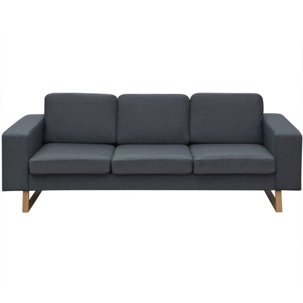 vidaXL Sofa Dark Grey Wood frame, Polyester upholstery, Iron legs 3-seater