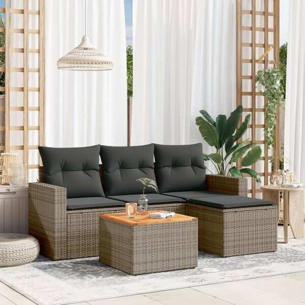 vidaXL Garden Sofa Set Gray PE Rattan Large Modular Garden Sofa Set