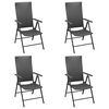 vidaXL Dining Set Black PE Rattan 5 Piece Setup Adjustable Armrests