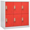 vidaXL Locker Cabinet Set of 2 Light grey and red Steel Locker Cabinet