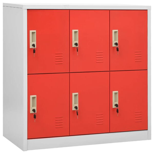 vidaXL Locker Cabinet Set of 2 Light grey and red Steel Locker Cabinet
