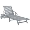 vidaXL Patio Sunlounger Grey Solid acacia wood Standard
