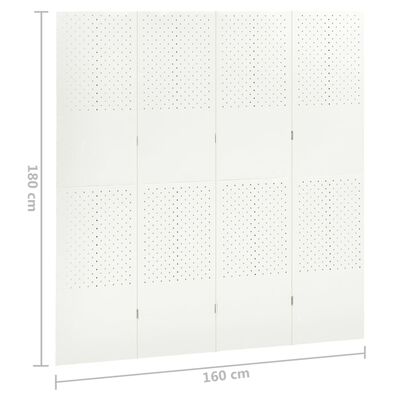 vidaXL 4-Panel Room Divider White 63"x70.9" Steel