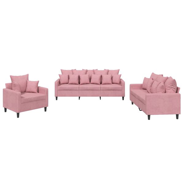 vidaXL Sofa Set Pink Velvet Large Must-Have Piece Sofa Set