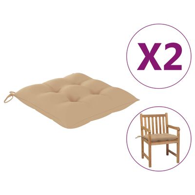 vidaXL Chair Cushions 2 pcs Beige 19.7"x19.7"x2.8" Fabric