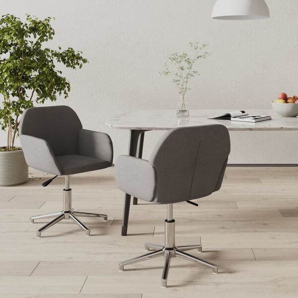 vidaXL Swivel Dining Chairs 2 pcs Light Gray Fabric