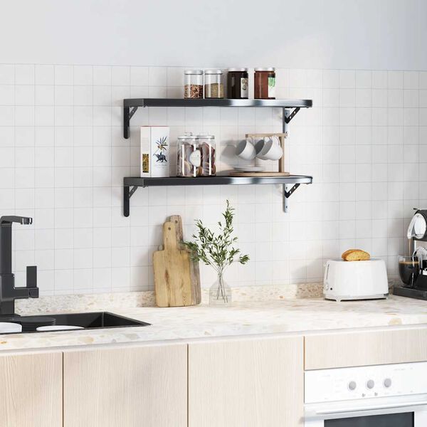 vidaXL Shelf Bracket Black Stainless steel with black finish