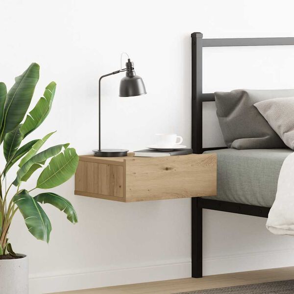 vidaXL Floating Nightstand Artisan Oak Engineered Wood Compact