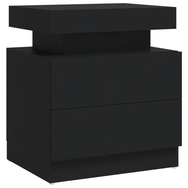 vidaXL Bedside Cabinet Black Engineered wood 17.7 x 13.8 x 20.5 in