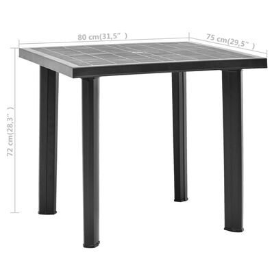 vidaXL Patio Table Anthracite 31.5"x29.5"x28.3" Plastic