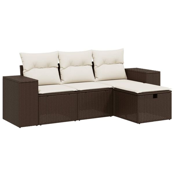 vidaXL Garden Sofa Set Brown Poly Rattan, Steel Large Modular