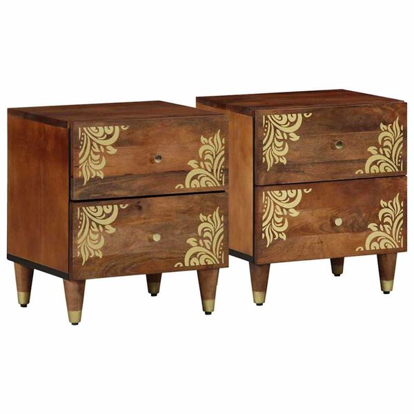 vidaXL Bedside Cabinet 2 pcs Honey Brown 15.75 x 12.99 x 18.11 in