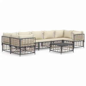 vidaXL Garden Lounge Set Anthracite Poly rattan Large Modular