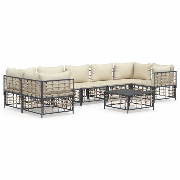vidaXL Garden Lounge Set Anthracite Poly rattan Large Modular