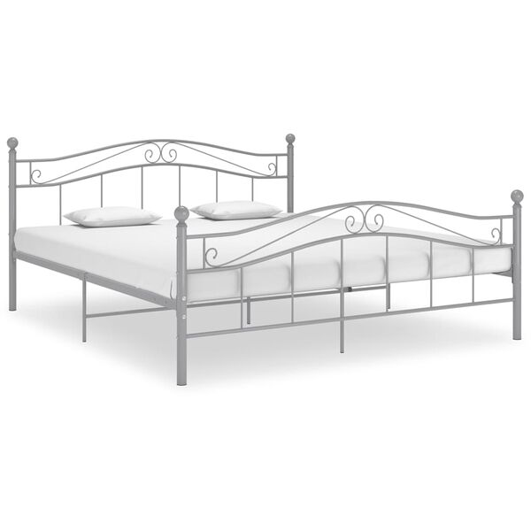 vidaXL Bed Frame Gray Powder-coated metal Full Durable Bed Frame