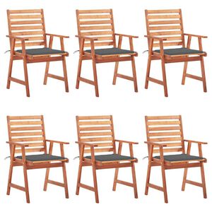 vidaXL Outdoor Chair Set of 6 Anthracite Solid Acacia wood Standard