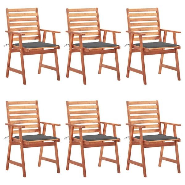 vidaXL Outdoor Chair Set of 6 Anthracite Solid Acacia wood Standard