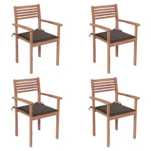 vidaXL Patio Chair Set of 4 Teak Teak wood with polyester cushions