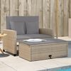 vidaXL Patio Sofa Beige PE rattan, powder-coated steel, polyester 2-seater