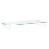 vidaXL Monitor Stand White 31.5"x13.8"x3.1" Tempered Glass and Metal