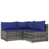 vidaXL Patio Lounge Set Gray PE Rattan Medium Adjustable Feet