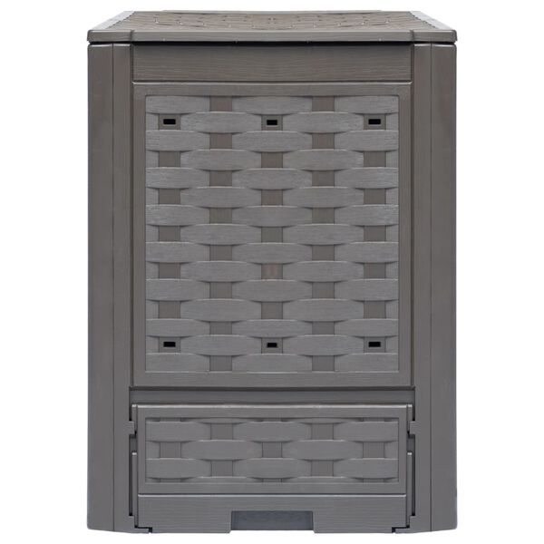 vidaXL Garden Composter Brown Plastic with rattan look