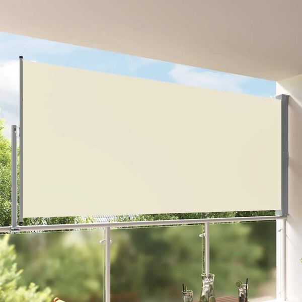 vidaXL Side Awning Cream screen with grey stand