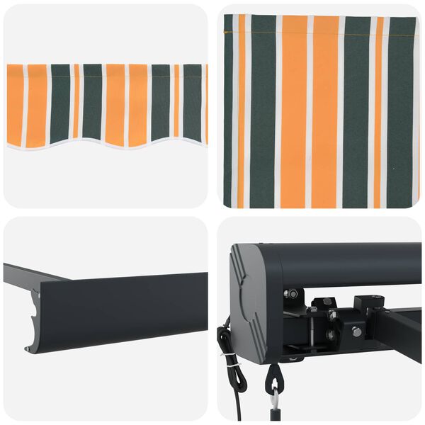 vidaXL Retractable Awning Manual Green and yellow 157.48" x 118.11