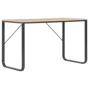 vidaXL Computer Desk Black and Oak Engineered wood and powder-coated metal