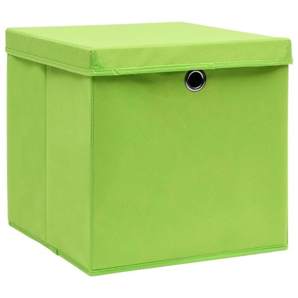 vidaXL Storage Box Set of 10 Green Non-woven fabric (100% polyester)