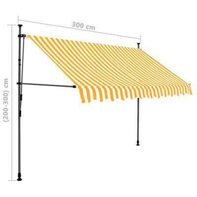 vidaXL Manual Retractable Awning with LED 118.1" White and Orange
