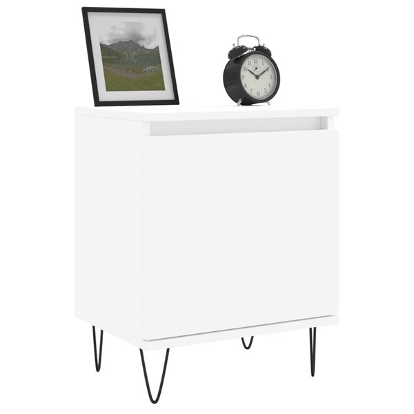 vidaXL Bedside Cabinet Set of 2 White Engineered Wood Medium