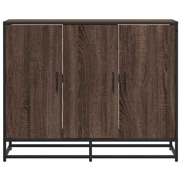 vidaXL Sideboard Brown Oak Engineered Wood and Metal Medium Sideboard