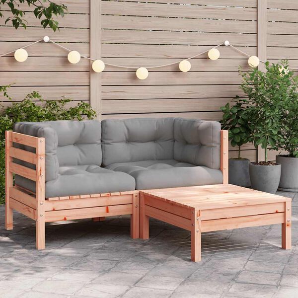 vidaXL Patio Sofa with Cushions and Footstool 2-Seater