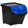 vidaXL Stackable Waste Bins with Lids 3 pcs Black PP 20.6 gal