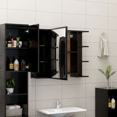 vidaXL Bathroom Mirror Cabinet Black 31.5"x8.1"x25.2" Chipboard