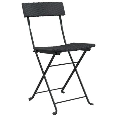 vidaXL Folding Bistro Chairs 8 pcs Black Poly Rattan and Steel