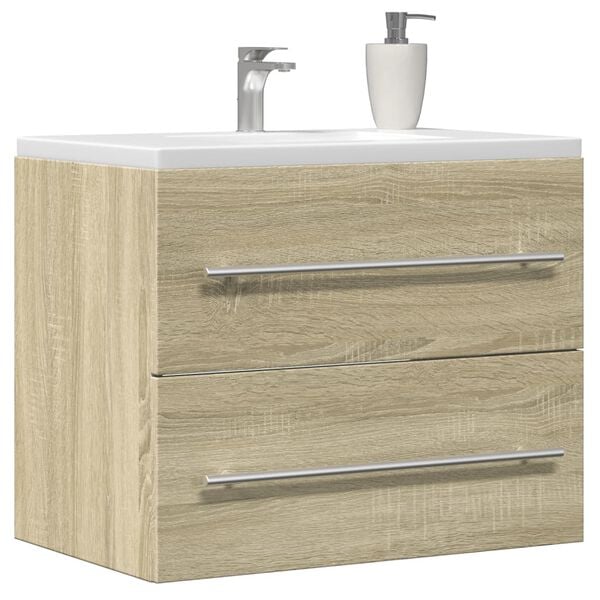 vidaXL Sink Cabinet Sonoma Oak Engineered Wood 23.6 x 15.2 x 18.9 in