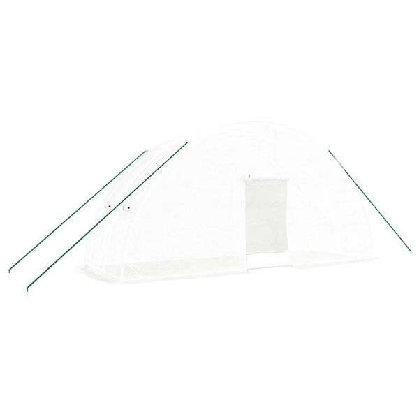 vidaXL Greenhouse White Polyethylene, galvanized steel 19.7x6.6x9.4 ft