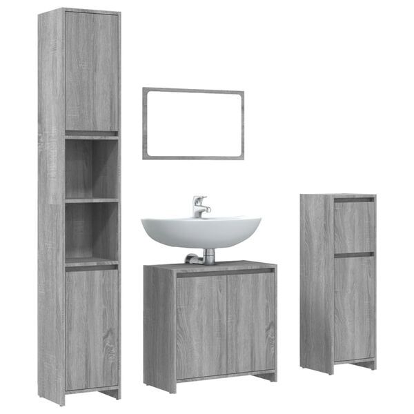 vidaXL Bathroom Furniture Set Grey Sonoma Engineered Wood Medium