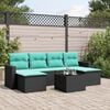 vidaXL 7 Piece Patio Sofa Set with Cushions Black Poly Rattan