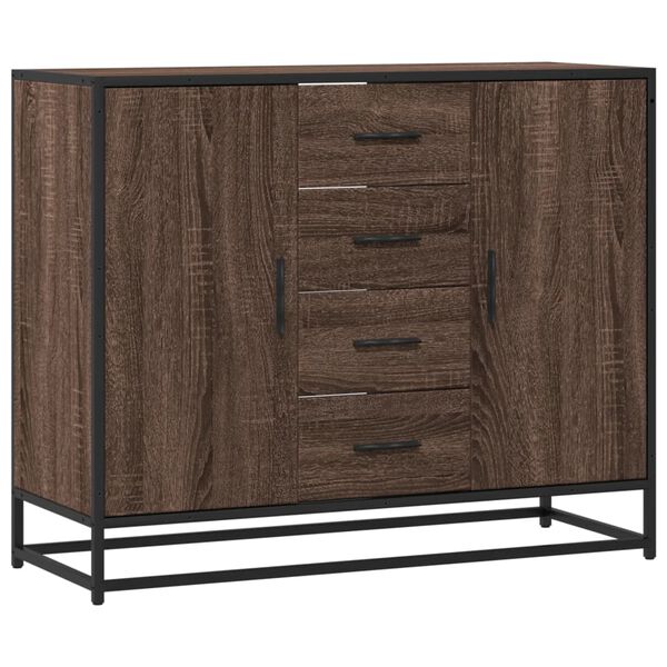 vidaXL Sideboard Brown Oak Engineered Wood, Metal 36.2 x 13.8 x 29.9 in