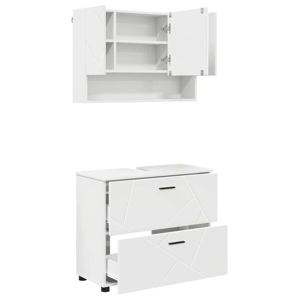 vidaXL Bathroom Furniture Set with Drawer 2 pcs White Engineered wood