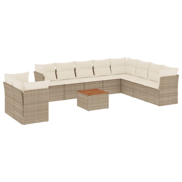 vidaXL Garden Sofa Set Beige PE rattan Large Modular Garden Sofa Set